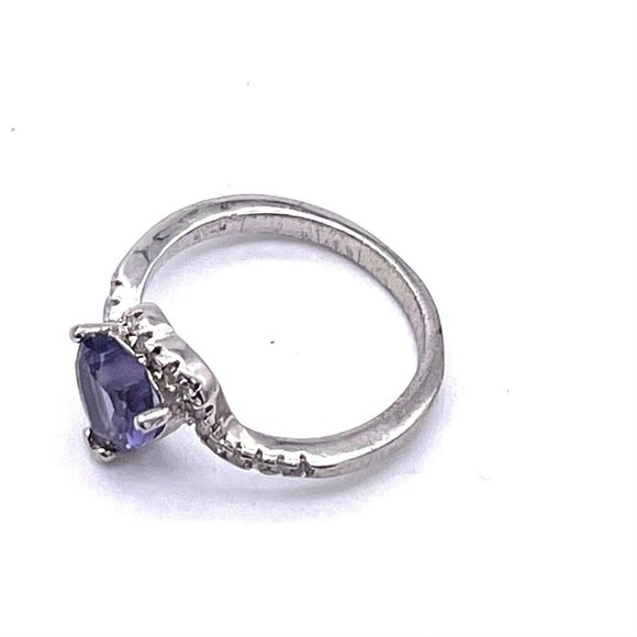 925 Sterling Silver Diamond Heart Ring Size 5.5 - Picture 2 of 6